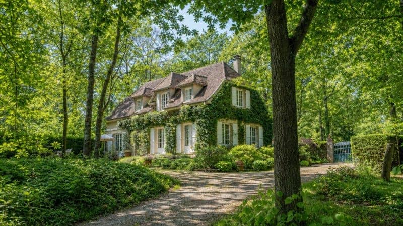 Une maison entourée d'arbres feuillus dans les Yvelines