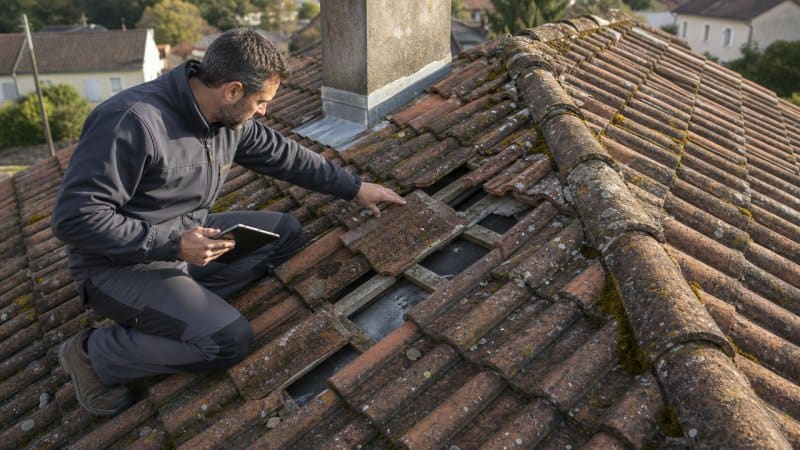 Un diagnostic d'une toiture à rénover assuré par un professionnel