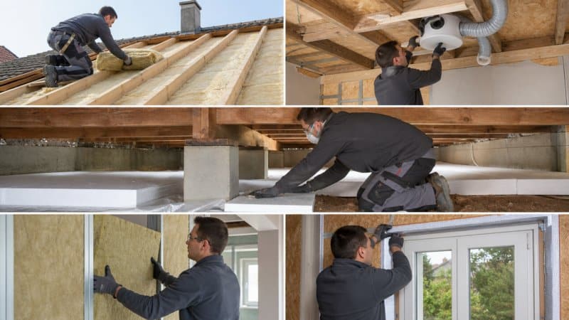 Un professionnel qui réaliste des travaux d'isolation d'une maison