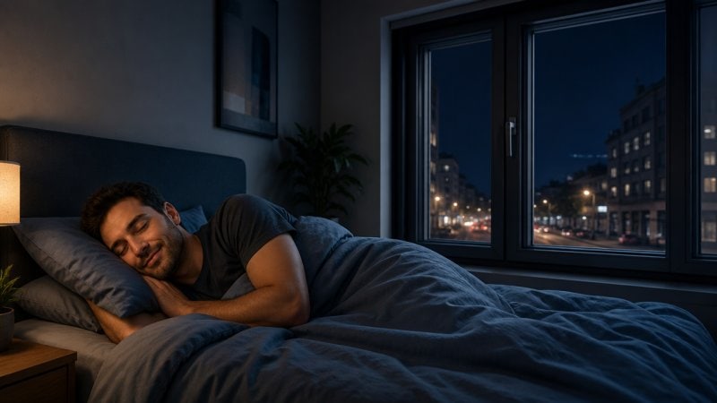 Un homme dans le 95 qui dort bien grâce à des fenêtres bien insonorisées