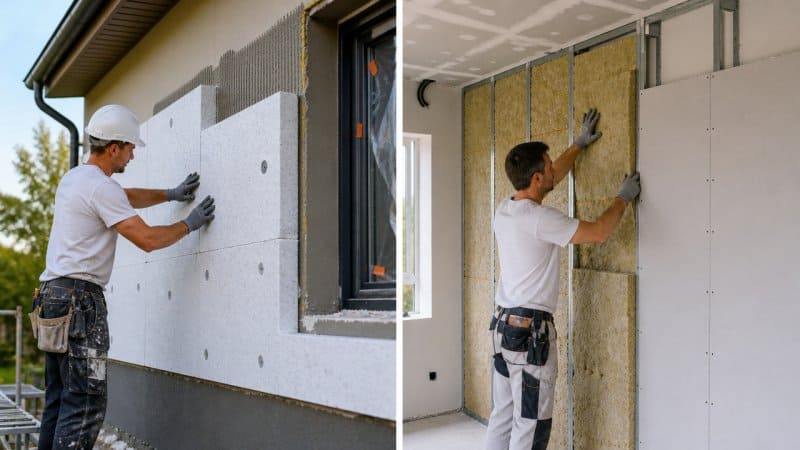 Des travaux d'isolation des murs par l'extérieur et par l'intérieur