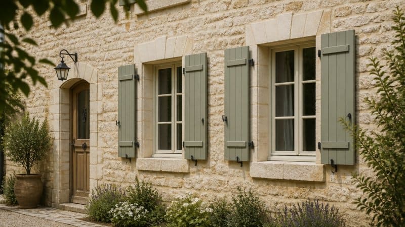 Des volets battants qui mettent en valeur les fenêtres d'une maison