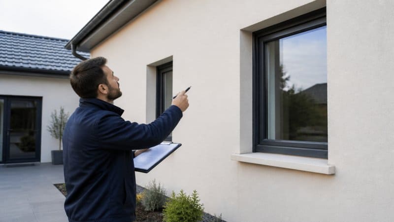 Un expert en train d'étudier la maison d'un client pour l'installation de volets roulants