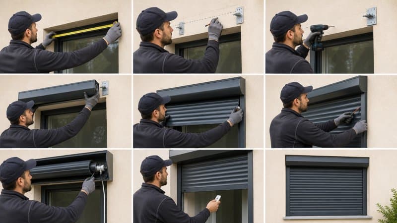 Un technicien qui assure une pose précise et durable d'un volet roulant, étape par étape