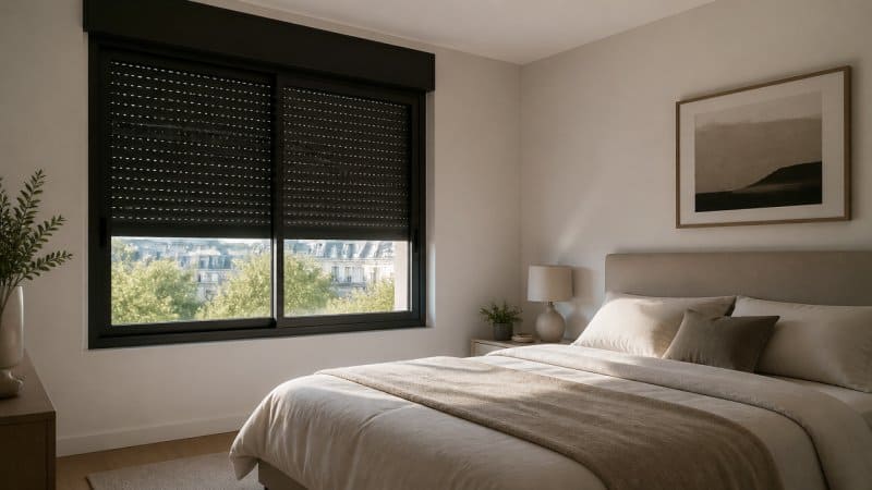 Une chambre protégée de la chaleur dans les Hauts-de-Seine grâce à des volets roulants