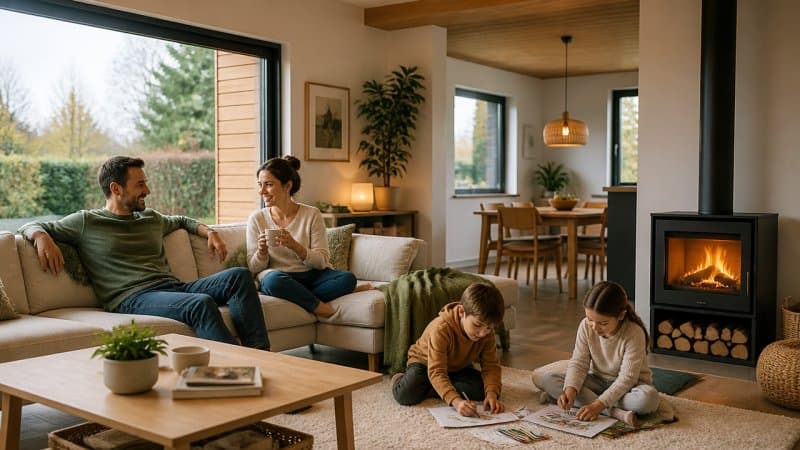 Une famille profitant du confort thermique de leur maison dans le 92