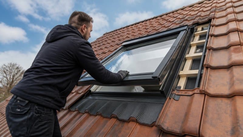 Une pose de Velux depuis le toit par un professionnel
